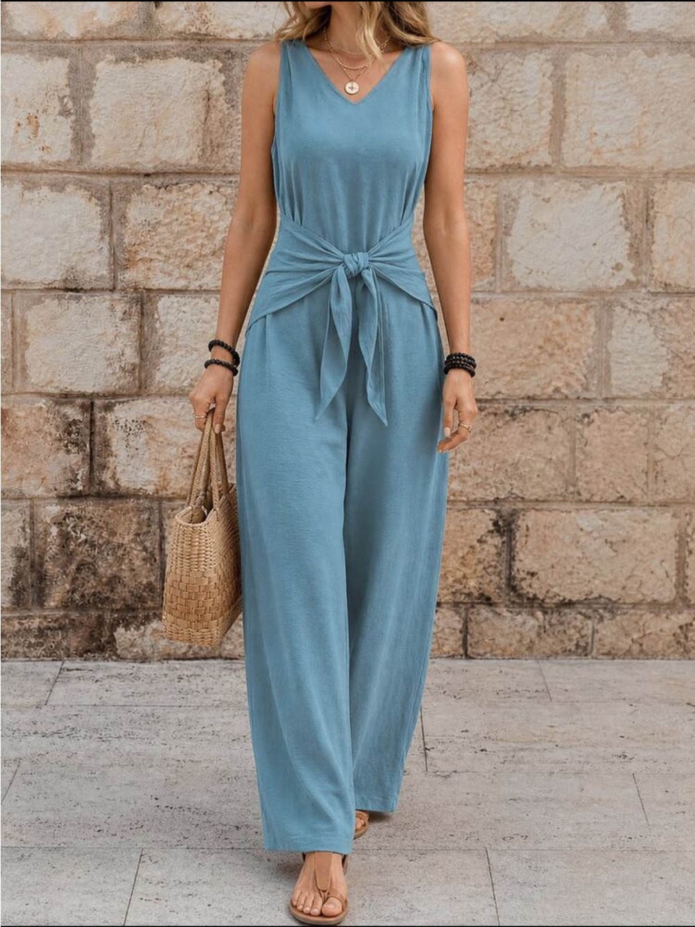 Sleeveless Blue Jumpsuit